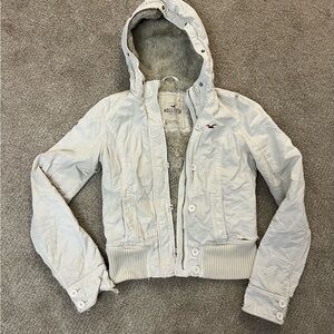 Hollister Vintage Fur White Hooded Jacket